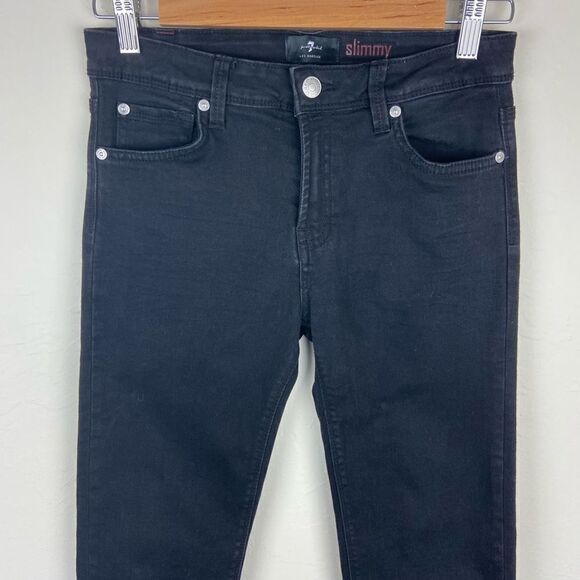 7 For All Mankind Slimmy Luxe High-Waist Skinny Jean - Black - Picture 4 of 8